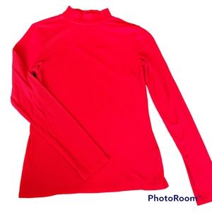 Cherry Red mock neck Long Sleeve Top